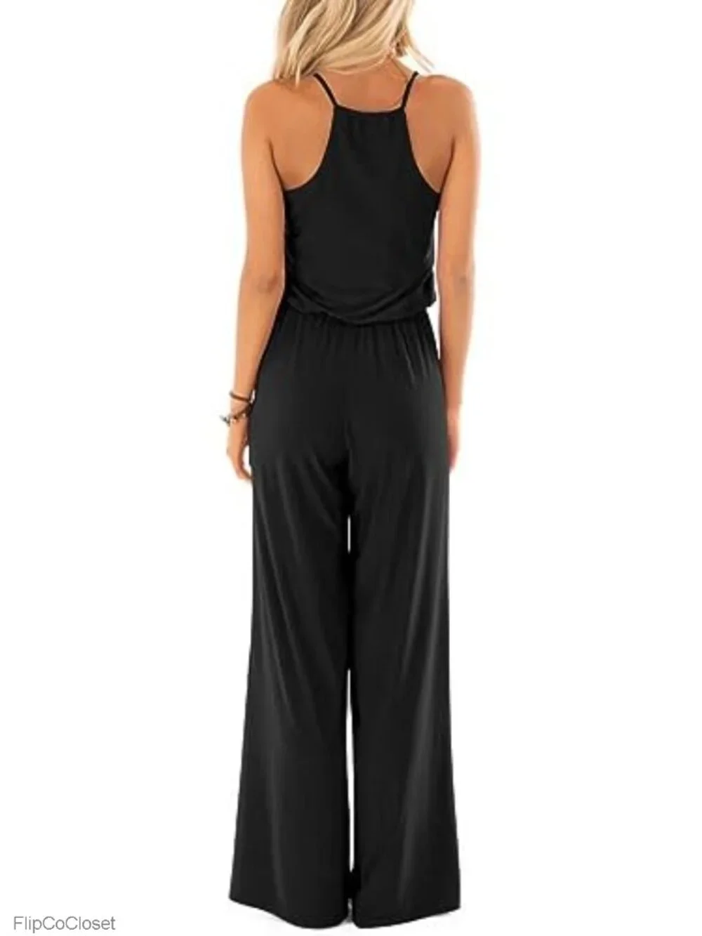 Women's Sleeveless Wide Leg Jumpsuit Romper with Pockets, V-Neck Summer Outfit
